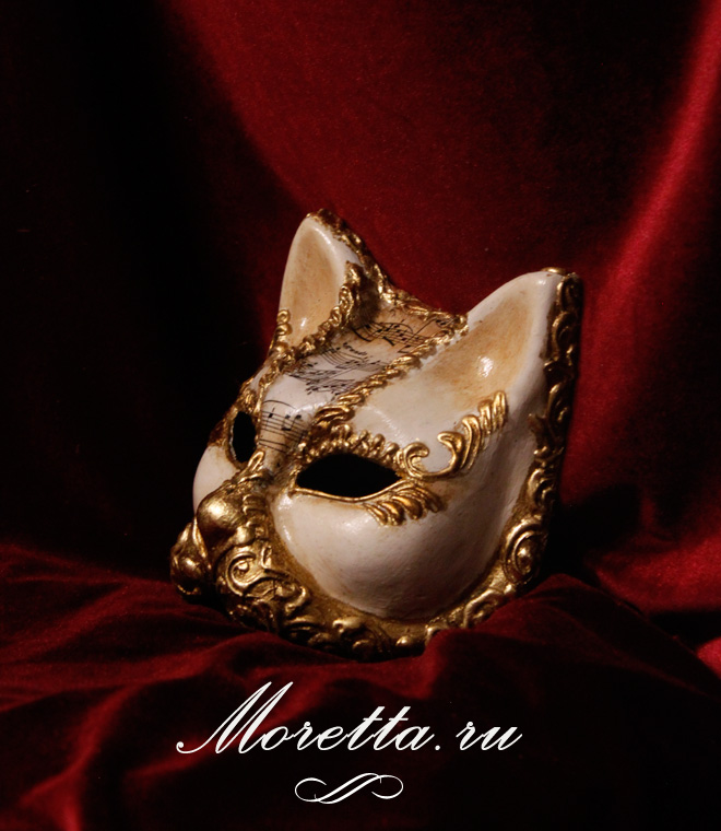 Венецианская маска кот золотой1
